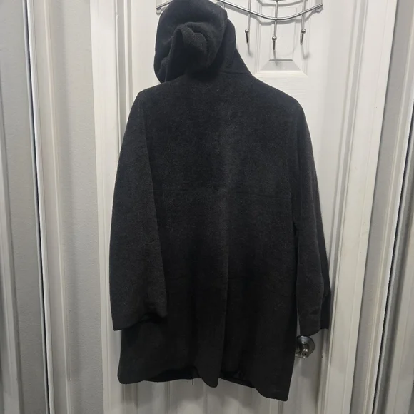 Kristen Blake Wool Blend Dark Gray Hooded Coat Size M
